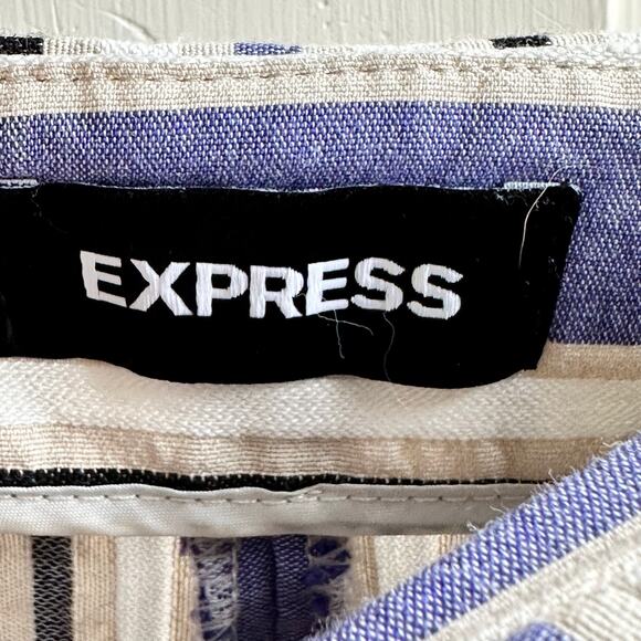 Express Striped Tie Front Wide Leg Cropped Culottes Pants - Picture 5 of 7